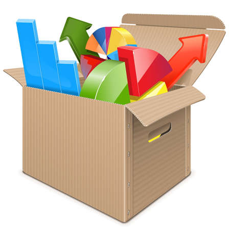 Carton Box with Statistics isolated on white backgroundのイラスト素材