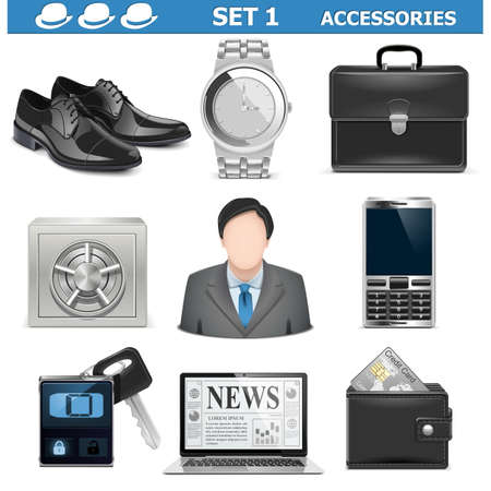 Vector Male Accessories Set 1 isolated on white backgroundのイラスト素材