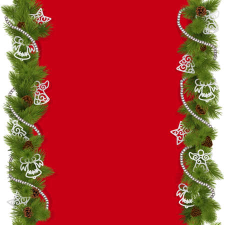 Vector Christmas Background with Beads isolated on white backgroundのイラスト素材