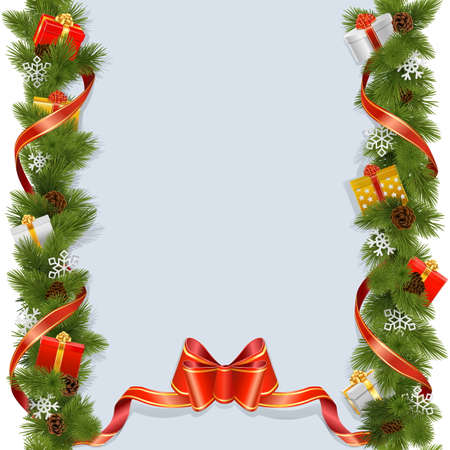 Vector Christmas Background with Gifts isolated on white backgroundのイラスト素材