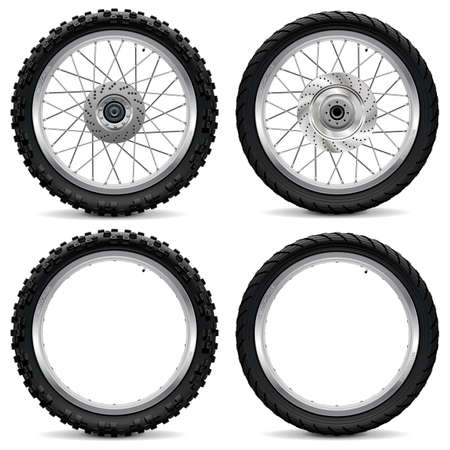 Vector Motorcycle Wheel Icons isolated on white backgroundのイラスト素材