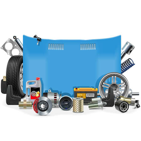 Vector Car Spares Frame isolated on white backgroundのイラスト素材