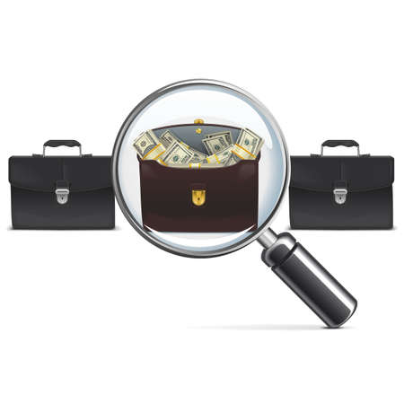Vector Investment Briefcase with Lens isolated on white backgroundのイラスト素材