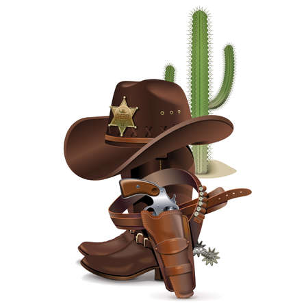 Vector Cowboy Concept isolated on white backgroundのイラスト素材