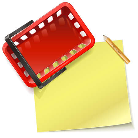 Vector Shopping Basket with Sticker isolated on white backgroundのイラスト素材