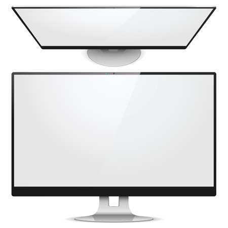 Vector Monitor Front View isolated on white backgroundのイラスト素材