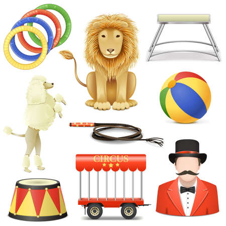 Vector Circus Icons Set 3 isolated on white backgroundのイラスト素材