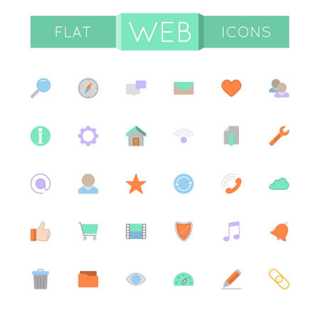 Vector Flat Web Icons isolated on white backgroundのイラスト素材