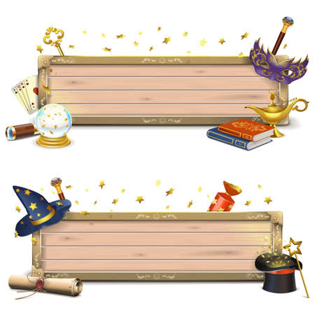 Vector Magic Signboards isolated on white backgroundのイラスト素材