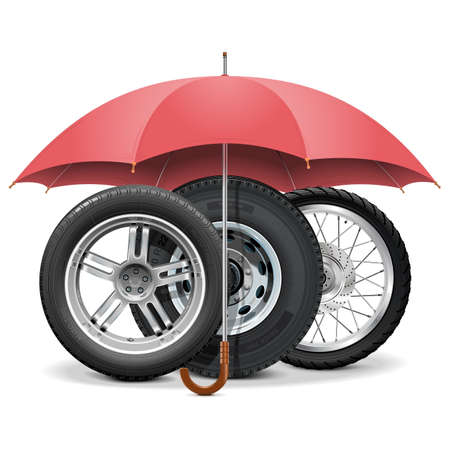 Vector Wheels under Umbrella isolated on white backgroundのイラスト素材