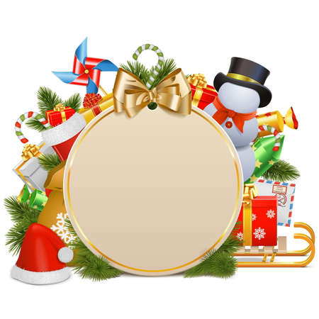 Vector Christmas Concept with Baubles isolated on white backgroundのイラスト素材