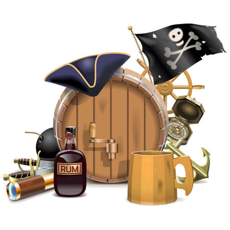 Vector Pirate Bar Concept isolated on white backgroundのイラスト素材