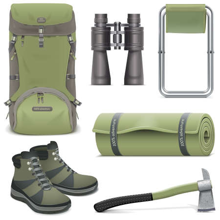 Camping Icons isolated on white backgroundのイラスト素材