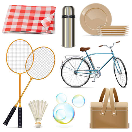 Picnic Icons isolated on white backgroundのイラスト素材