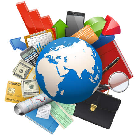 Vector Global Business Concept isolated on white backgroundのイラスト素材