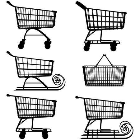 Vector Supermarket Cart Pictogram isolated on white backgroundのイラスト素材