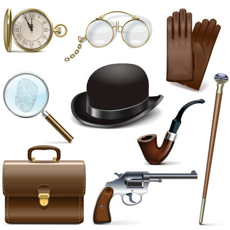 Detective Icons isolated on white backgroundのイラスト素材