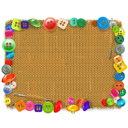 Sackcloth Frame with Buttons isolated on white backgroundのイラスト素材