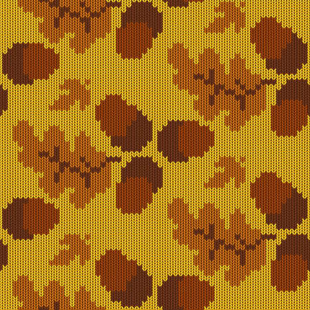 Autumn Knitted Pattern 3 on yellow backgroundのイラスト素材