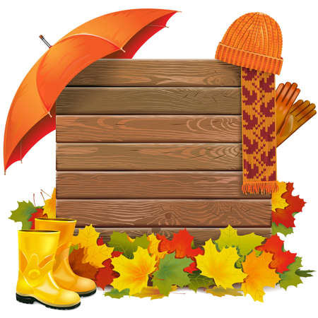 Autumn Board isolated on white backgroundのイラスト素材