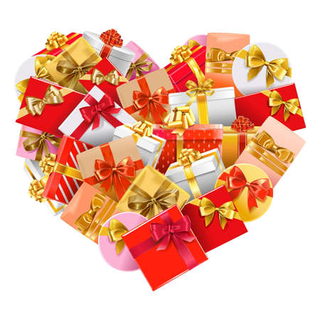 Vector Gifts Heart isolated on white backgroundのイラスト素材