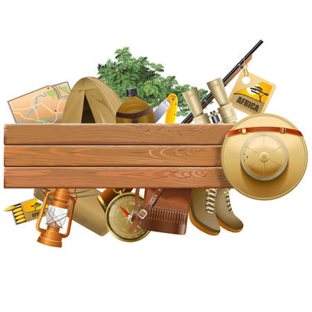 Board with Safari Hat isolated on white backgroundのイラスト素材