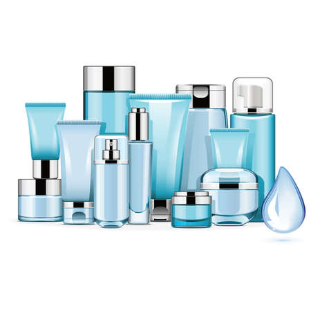 Vector Hydrating Cosmetics isolated on white backgroundのイラスト素材