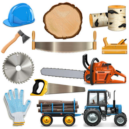 Vector Sawmill Icons isolated on white backgroundのイラスト素材