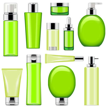 Vector Cosmetic Packaging Icons Set 10 isolated on white backgroundのイラスト素材