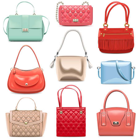 Vector Fashion Handbags isolated on white backgroundのイラスト素材