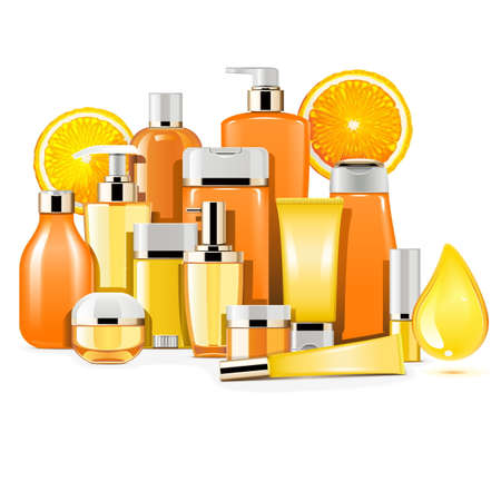 Vector Vitamin Cosmetics isolated on white backgroundのイラスト素材