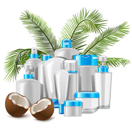 Vector Coconut Cosmetics isolated on white backgroundのイラスト素材