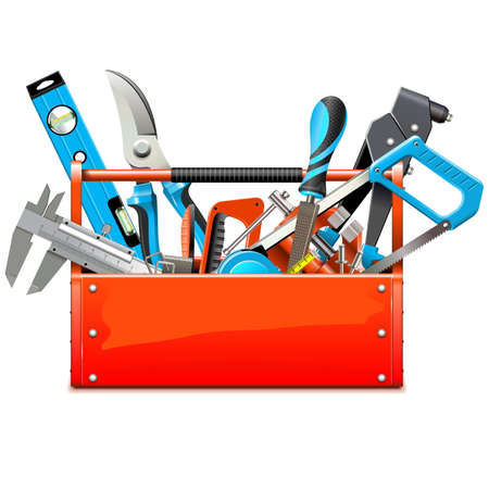 Vector Toolbox with Hand Tools isolated on white backgroundのイラスト素材