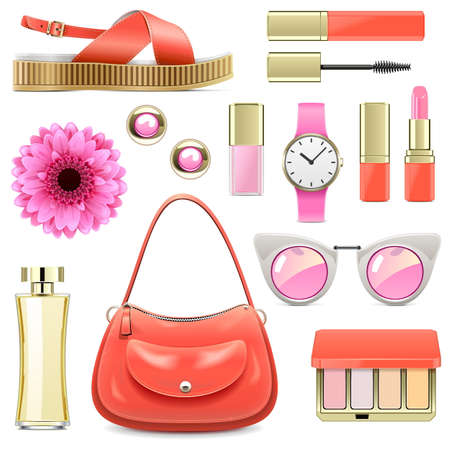 Vector Fashion Accessories Set 7 isolated on white backgroundのイラスト素材