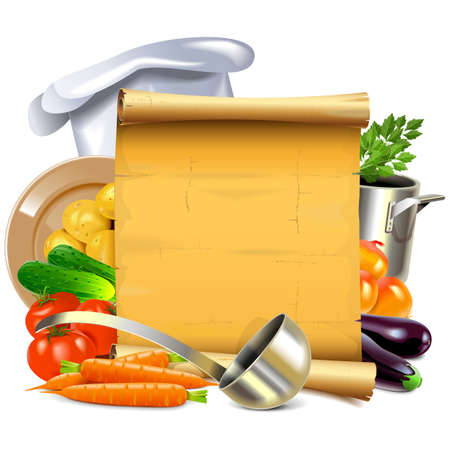 Vector Cooking Scroll isolated on white backgroundのイラスト素材