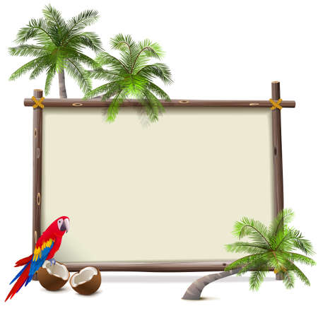 Vector Tropical Resort Frame isolated on white backgroundのイラスト素材