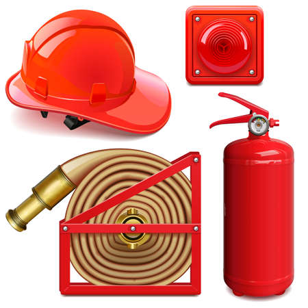 Vector Firefighter Accessories isolated on white backgroundのイラスト素材