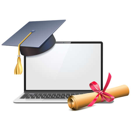 Vector Electronic Learning Concept isolated on white backgroundのイラスト素材