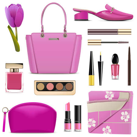 Vector Spring Female Accessories isolated on white backgroundのイラスト素材