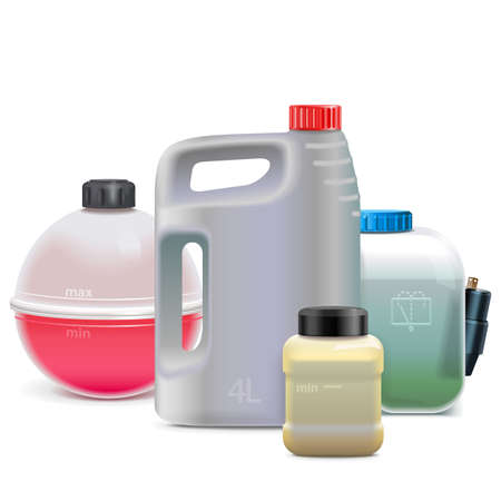 Vector Car Fluid Flasks isolated on white backgroundのイラスト素材