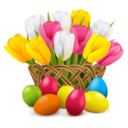 Easter Concept with Wicker Vaseのイラスト素材