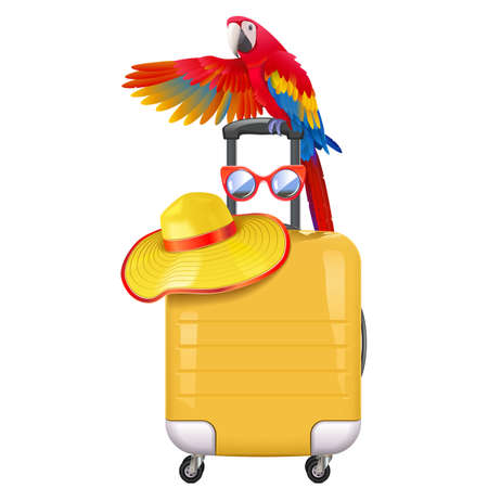 Travel Concept with Welcoming Parrotのイラスト素材