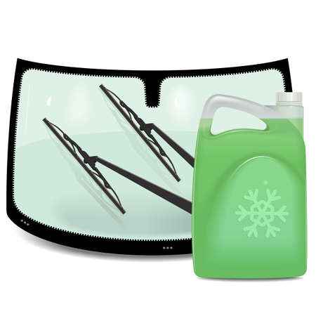 Vector Car Windshield with Windshield Fluid isolated on white backgroundのイラスト素材