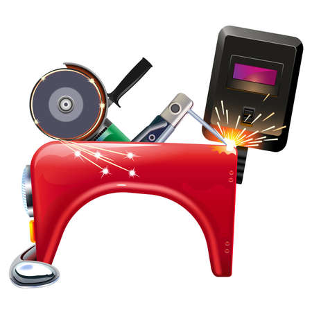 Vector Car Body Repair Concept with Car Fender isolated on white backgroundのイラスト素材