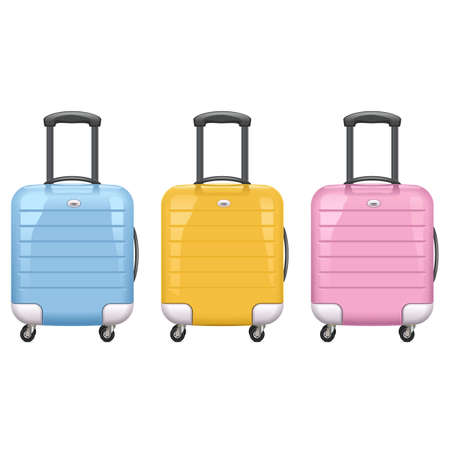 Vector Plastic Suitcase Collection isolated on white backgroundのイラスト素材
