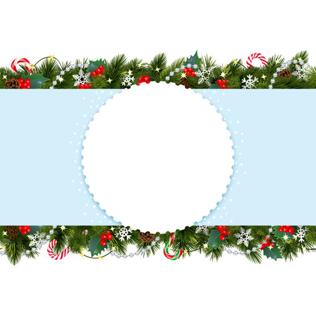Vector Christmas Background with White Round isolated on white backgroundのイラスト素材