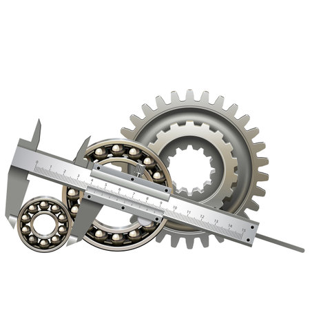 Vector Calipers with Bearings and Gearwheel isolated on white backgroundのイラスト素材
