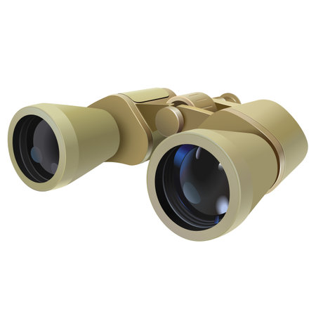 Vector Safari Binoculars with Blue Lenses isolated on white backgroundのイラスト素材