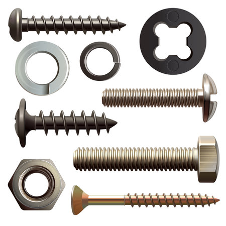 Vector Fasteners Set 2 isolated on white backgroundのイラスト素材