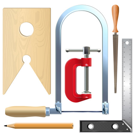 Vector Tools Kit for Jigsaw isolated on white backgroundのイラスト素材
